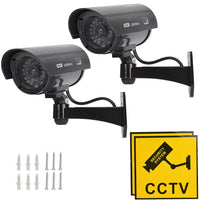 1 x RAW Customer Returns TIMESETL 2 Pack Dummy CCTV Camera with Red Flashing LED Fake Security Camera - Black - RRP €19.58