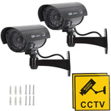 1 x RAW Customer Returns TIMESETL 2 Pack Dummy CCTV Camera with Red Flashing LED Fake Security Camera - Black - RRP €19.99