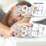 1 x RAW Customer Returns Deeyaple LED Wall Clock Digital Alarm Clock 3D Clock Dimmable Snooze Modern USB 12 24 Hour Date Temperature Display Loop Display Remote Control Night Light Living Room Kitchen Bedroom Office 25cm white - RRP €20.16