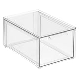 1 x RAW Customer Returns mDesign Storage Box with Drawer - Flat Plastic Drawer Box for Shoe Storage - Stacking Box for Shoes, Accessories and More - Clear - RRP €23.06