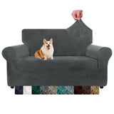 3 x Brand New CHELZEN Velvet Sofa Cover 2 Seats Thick Stretch Sofa Covers for Dogs Pets 2 Seater, Grey  - RRP €85.56