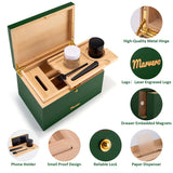 1 x RAW Customer Returns Marvero Large Bamboo Box Tray Set, Gift Set Grinder Box Premium Stash Box Removable Tray Glasses Crusher Set All Accessories 25 18 14 CM  - RRP €49.18