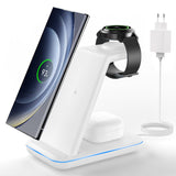 1 x RAW Customer Returns JoyGeek 3 in 1 Inductive Charging Station for Samsung, Wireless Charger for Samsung S24 S23 S22 S21 Z Flip Fold, Induction Charger for Galaxy Watch Ultra 7-4, Wireless Charger for Galaxy Buds-White - RRP €36.98