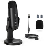 1 x RAW Customer Returns zealsound USB microphone, condenser microphone for PC mobile phone, PS4, PS5, microphone PC USB C for gaming, podcast, recordings, streaming, ASMR with mute gain echo, adapter for phone, compatible with Mac, Windows - RRP €45.38