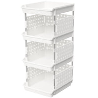 1 x RAW Customer Returns Lifewit Stackable Storage Boxes, 4-Tier Children s Shelf for Toys, Toy Shelf for Toy Organizer Storage, Basket Shelf for Wardrobe, Kitchen Cart for Vegetables, White, 35 x 30 x 72 cm - RRP €33.2