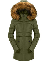 1 x RAW Customer Returns CHERFLY Women s Medium Length Winter Coat Thick Warm Jacket with Removable Fur Hood Navy, L  - RRP €89.98