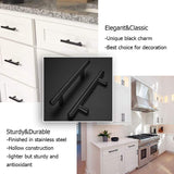 1 x RAW Customer Returns goldenwarm 25 pieces black kitchen cabinet door handles cupboard pull LS201BK128 hole spacing 128mm T bar handle hollow stainless steel furniture handles railing handle including screws - RRP €36.99