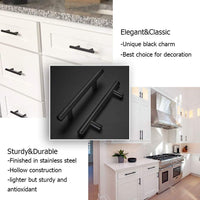 1 x RAW Customer Returns Pack of 20 Black Kitchen Cabinet Door Handles Cupboard Pull LS201BK128 Drill Hole Distance 128mm T Bar Handle Hollow Stainless Steel Furniture Handles Railing Handle Includes Screws - RRP €32.26