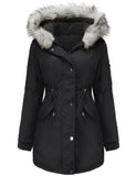 1 x RAW Customer Returns Tuopuda Women s Parka Coat Long with Fur Hood Thick Fleece Coat for Women with Pockets Winter Zipper Jacket Windproof Warm Coat Black, XL  - RRP €57.99