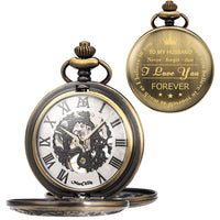 10 x Brand New ManChDa Pocket Watch for Husband, Personalized Vintage Mechanical Pocket Watch with Chain for Men, Anniversary Gift, Valentine s Day Gift - RRP €362.9