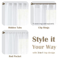 1 x RAW Customer Returns TOPICK linen curtains with ruffle tape, semi-transparent linen structure curtains, sheer voile curtain, modern for bedroom, living room, light-filtering window decorations, set of 2, 140 x 175 cm, white - RRP €31.99