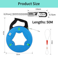 1 x RAW Customer Returns EFUTURETIME cable pulling aid 50M fiberglass cable pulling tape for cables, 4.5mm pull wire for empty pipes, pulling spiral fiberglass pulling spring, cable pulling device with plastic housing and handle - RRP €60.66