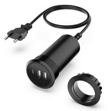 3 x RAW Customer Returns Simpeak 45W USB built-in socket, 3-port USB built-in socket charger, table socket USB hub desk accessories compatible with iPhone iPad Huawei Xiaomi Samsung, black - RRP €89.97