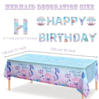 3 x Brand New MEZHEN Tablecloth Mermaid Decoration Children s Birthday Table Decoration Happy Birthday Banner Mermaid Table Cloth Rectangular for Wedding Baby Shower Birthday Picnic - RRP €61.2