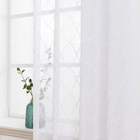 1 x RAW Customer Returns MIULEE Voile Curtains Short Curtain Boho Sheer with Eyelets Transparent Curtains Eyelet Curtain Living Room Window Curtain Airy Translucent Decorative Curtain for Bedroom Set of 2 145 x 140 cm H x W White - RRP €19.66