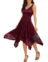 1 x RAW Customer Returns Meetjen Women s Festive V-Neck Cocktail Dress Elegant Evening Dress A-Line Dress with Lace Wedding Guest Bridesmaid Dress Burgundy L - RRP €46.38