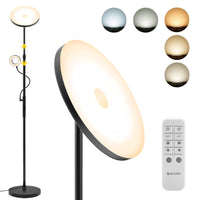 1 x RAW Customer Returns AUKZON floor lamp LED dimmable, 30W ceiling floodlight with 6W reading lamp - 2500 320LM continuously dimmable floor lamp with 5 color temperatures for living room, bedroom, office, remote control touch control - RRP €59.48