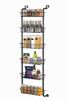 1 x RAW Customer Returns ManGotree 6-Tier Over the Door Pantry Organizer, Heavy-Duty Metal Hanging Spice Rack Organizer, Wall Mounted Storage for Kitchen, Pantry, Bathroom, Bedroom Black  - RRP €30.4