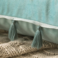 1 x Brand New MIULEE Set of 2 Decorative Fringed Cushion Covers Solid Soft Velvet Pillowcases European Style Square Decor for Living Room Office Bedroom Sea Green 45 x 45 cm 18 x 18 Inch - RRP €19.2