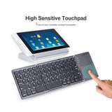 1 x RAW Customer Returns AURTEC Foldable Bluetooth Keyboard with Touchpad Wireless Touch Keyboard, Rechargeable Portable Mini Keyboard for PC, Tablet, Android, Smartphone Dark Gray - RRP €38.29