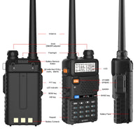 1 x RAW Customer Returns 2 pieces 5R Walkie Talkie Dual Band VHF UHF 144-146 430-440MHz long range radio for adults with 128 channels, LED light, USB charger - RRP €68.99