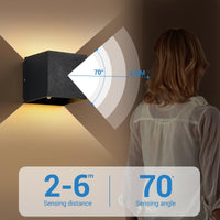 1 x RAW Customer Returns Meinice Pack of 2 4000 mAh Battery Wall Lights with Motion Sensor Indoors, 6 W USB Rechargeable Wall Lamp Battery Operated, Wall Lamp without Power Connection Wall Light with Switch, Warm White Black  - RRP €60.49