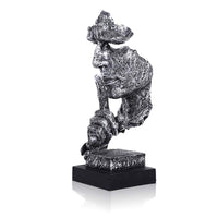 1 x RAW Customer Returns LEPENDOR Silence is Golden - Handmade Silent Men Statues Resin Abstract Sculpture Office Home Decor Figurine Gift - Silence, Silver - RRP €29.99