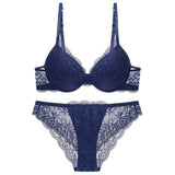 2 x RAW Customer Returns Sencylife Sexy Bra for Women Lace Push Up Padded Underwire Lift Up Support Everyday Bra Set, Blue, 85C - RRP €44.38