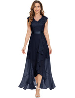 1 x RAW Customer Returns Dressystar Women s Elegant Evening Dresses Wedding Party V-Neck Cocktail Dress Maxi Long Bridesmaid Dress Navy Blue M - RRP €64.99