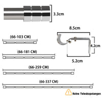 1 x RAW Customer Returns Curtain rod, 64-181cm long and with two brackets, curtain rod with cylindrical end piece for living room or bedroom silver - RRP €21.8