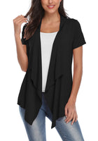 1 x RAW Customer Returns Women s Open Front Cardigan Short Sleeve Irregular Hem Outfits XL, Black  - RRP €23.98