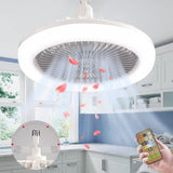 1 x RAW Customer Returns Chandelier with Ceiling Fan, E27 Ceiling Fan with Light, Ceiling Light with Ceiling Fan, Ceiling Fan with Light and Remote Control, Ceiling Fan Light Grey  - RRP €28.69