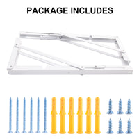 1 x RAW Customer Returns YUMORE folding bracket heavy-duty 400 mm shelf bracket foldable white - 2 pieces metal folding brackets wall table holder folding shelf brackets for DIY folding table benches shelves space-saving, max load 330 lbs - RRP €30.24