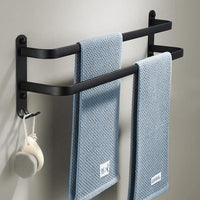 5 x Brand New Zoomers Black Towel Rack No Drilling required. Aluminum self-adhesive towel rail without drilling with hooks. Towel holder black matt for bathroom. 2 layer 40cm - RRP €85.6