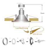 1 x RAW Customer Returns HiBay 10 5W LED Recessed Spotlights for Plasterboard, 450LM Recessed LED Ceiling Spotlights GU10 220V Stainless Steel LED Spotlight IP44 Warm White 3000K, Hole Diameter 60 mm, Recessed LED Spotlight for Bathroom - RRP €59.99