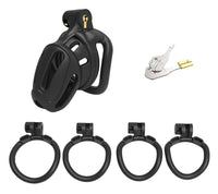 1 x RAW Customer Returns SeLgurFos Chastity Belt for Men, 3D Resin Chastity Cage Male Penis Cage with 4 Cock Rings, Bondage Chastity Cage Fetish Sex Toy for Men Black, Curved ring  - RRP €26.4