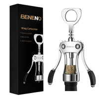 2 x RAW Customer Returns Corkscrew wine, premium wine bottle opener wine opener made of zinc alloy wing corkscrew with multifunctional wine bottle opener for corks and caps, silver - RRP €30.24