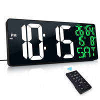 1 x RAW Customer Returns XREXS 18 Large Digital Wall Clock with Remote Control, Auto DST LED Clock, Adjustable Brightness Digital Alarm Clock, with Temperature Alarm Date Day of the Week 8 Languages  - RRP €54.35