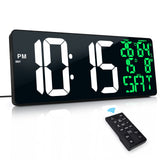 1 x RAW Customer Returns XREXS 18 Large Digital Wall Clock with Remote Control, Auto DST LED Clock, Adjustable Brightness Digital Alarm Clock, with Temperature Alarm Date Day of the Week 8 Languages  - RRP €54.35