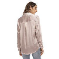 1 x RAW Customer Returns Zahala Battery Women s Blouse Elegant V-Neck Long Sleeve Casual Work Button Up Blouse Long Sleeve Pink,L  - RRP €9.98