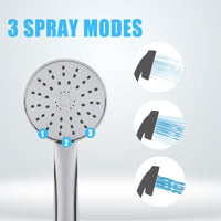 1 x Brand New High Pressure Shower Head with 3 Jet Functions - Water Saving Easy Installation - Universal - RRP €14.28