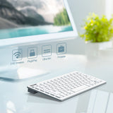 1 x RAW Customer Returns TECKNET Slim Wireless Keyboard, German Layout QWERTZ, 2.4 GHz, 78 Keys Mini Wireless Keyboard with Nano USB Receiver for Windows 10 8 7 Vista XP and Android Smart TV White  - RRP €20.4