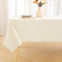 1 x RAW Customer Returns Smiry Washable Rectangular Tablecloth 140 x 240 cm Polyester Waterproof Lotus Effect Stain Resistant Washable Party Kitchen Tablecloth Beige - RRP €22.8