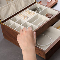 1 x RAW Customer Returns Jewelry box - handmade solid wood retro jewelry box with drawers velvet lining, bracelets, watches, necklaces, rings, earrings and accessories - RRP €129.0