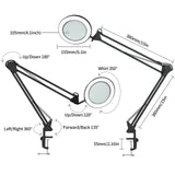 1 x RAW Customer Returns Beyamz magnifying glass lamp 105 mm 5-diopter real glass 3 color modes 10-level dimmable 750 LM lights with 72 LEDs 90 cm working radius USB connection black  - RRP €45.99