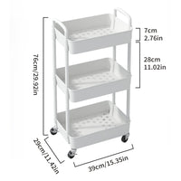 1 x RAW Customer Returns Sywhitta 3 Compartment Plastic Trolley Multifunctional Office Living Room Kitchen Storage Cart with Wheels White - RRP €32.45