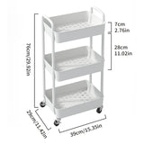 1 x RAW Customer Returns Sywhitta 3 Compartment Plastic Trolley Multifunctional Office Living Room Kitchen Storage Cart with Wheels White - RRP €32.45