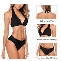 1 x RAW Customer Returns Aidotop Women s Bikini Set Triangle Swimsuit Beach Ties Two Piece Swimwear Bikini Bottoms 20Black M  - RRP €33.99