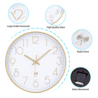 1 x RAW Customer Returns ACCSHINE Radio Controlled Wall Clock Without Ticking Noise Silent 30cm Quartz Battery Operated Large Wall Clock Easy to Read for Room Home Kitchen Bedroom Office School White  - RRP €29.34