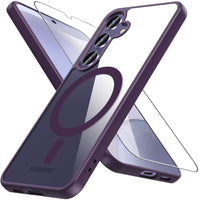 1 x RAW Customer Returns Hensinple for Samsung Galaxy S24 Case for Magsafe with Armored Protective Glass, Magnetic Mobile Phone Case Samsung S24 Shockproof Protection Thin Transparent Outdoor Protective Case for S24, Purple - RRP €17.14